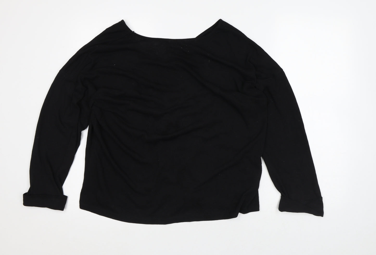 Sheilay Womens Black Polyester Basic T-Shirt Size S Round Neck - Giraffe