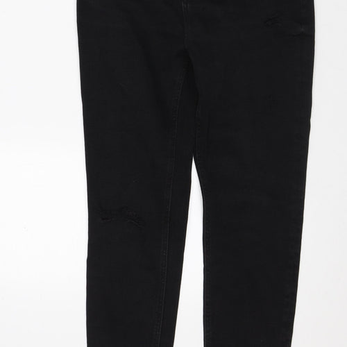 Denim & Co. Womens Black Cotton Tapered Jeans Size 12 L27 in Regular