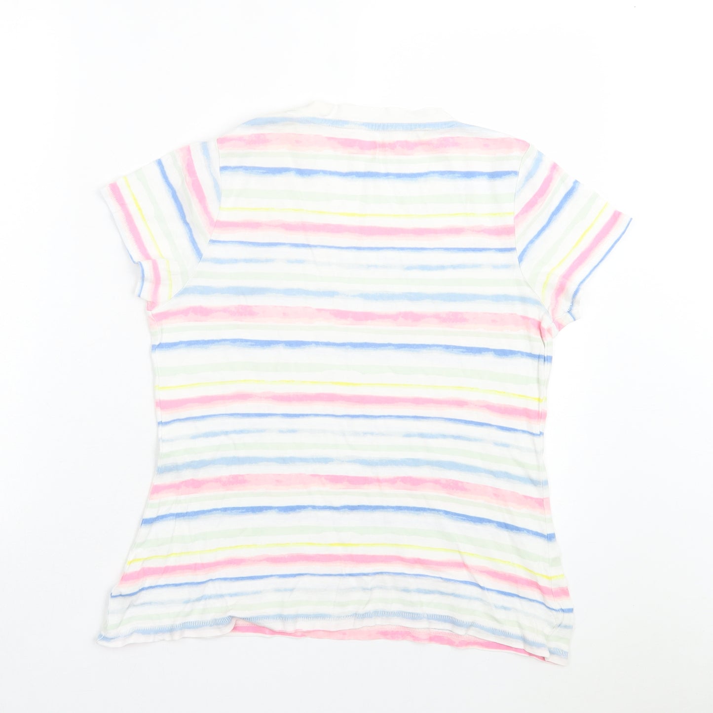 TU Womens Multicoloured Striped Cotton Basic T-Shirt Size 12 Crew Neck