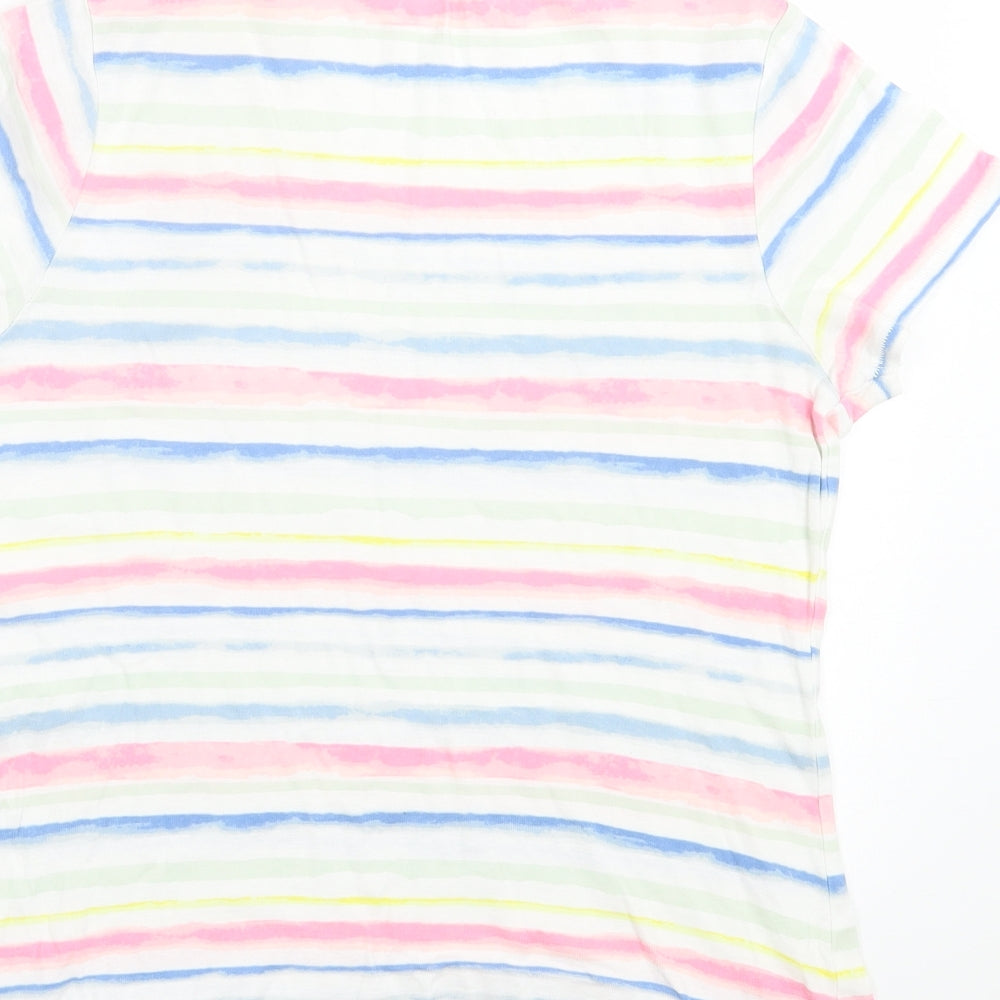 TU Womens Multicoloured Striped Cotton Basic T-Shirt Size 12 Crew Neck