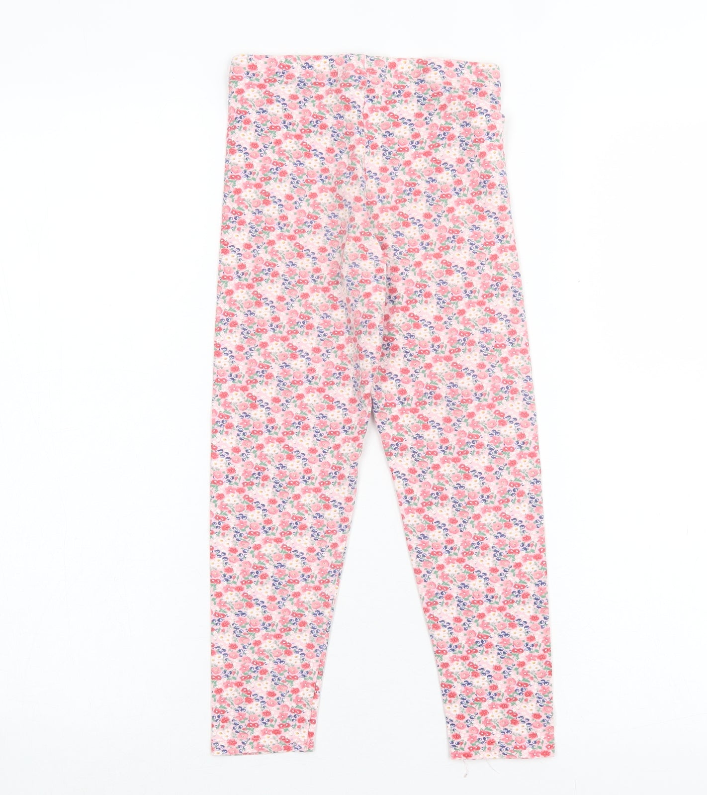 Matalan Girls Pink Floral Cotton Capri Trousers Size 9 Years Regular Pullover