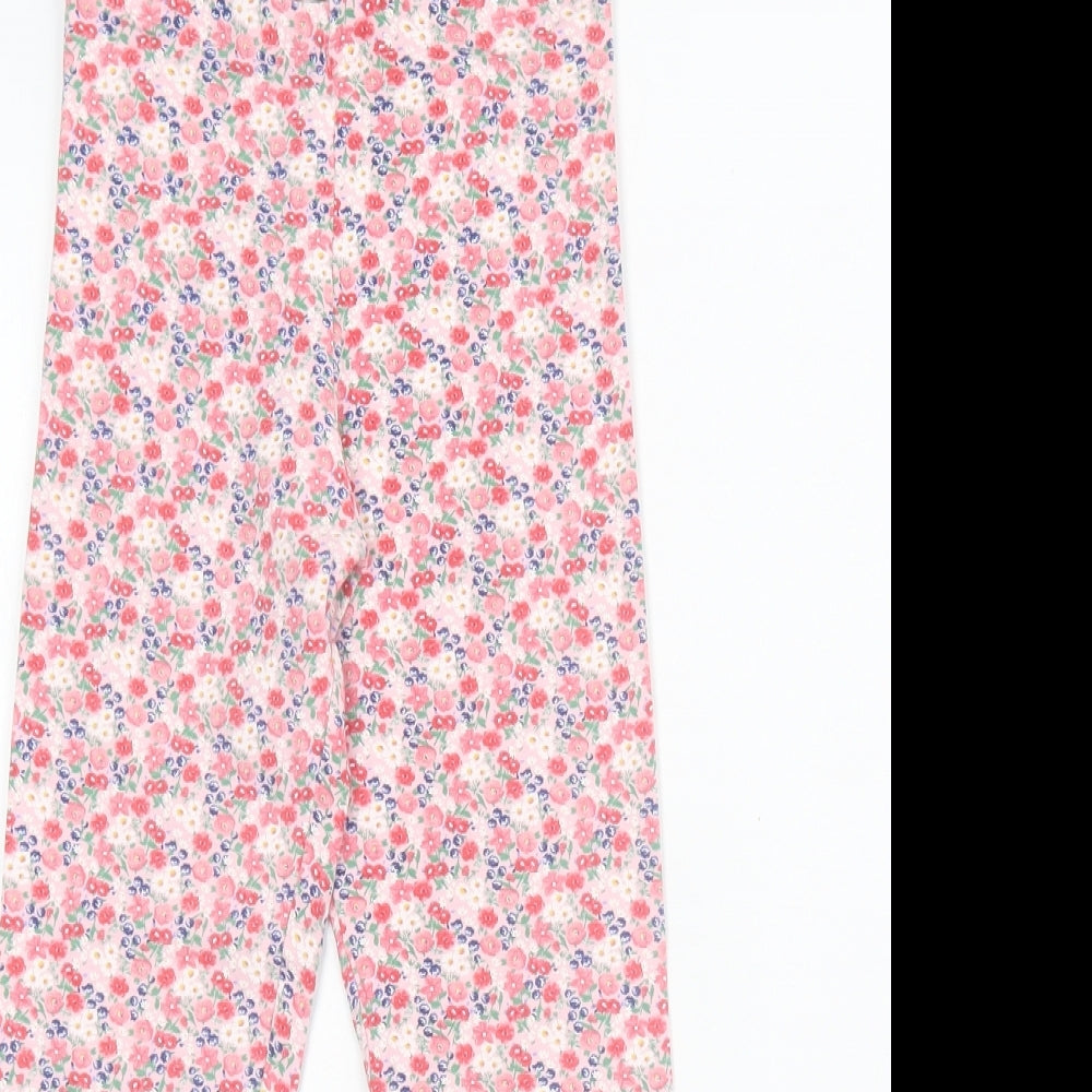 Matalan Girls Pink Floral Cotton Capri Trousers Size 9 Years Regular Pullover