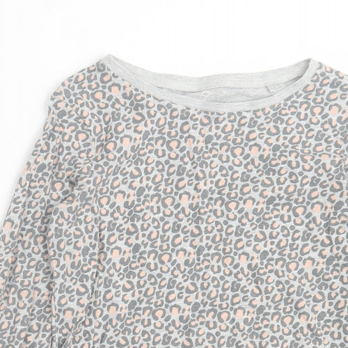 NEXT Girls Grey Animal Print Cotton Basic Casual Size 8 Years Crew Neck Pullover