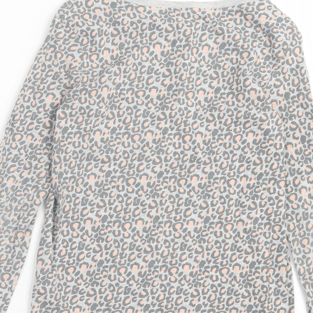 NEXT Girls Grey Animal Print Cotton Basic Casual Size 8 Years Crew Neck Pullover