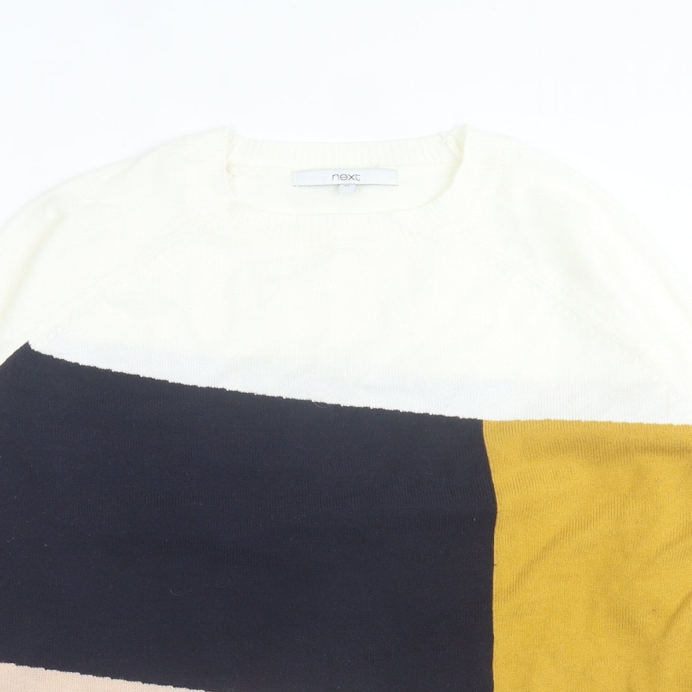 NEXT Womens Multicoloured Crew Neck Striped Acrylic Pullover Jumper Size M
