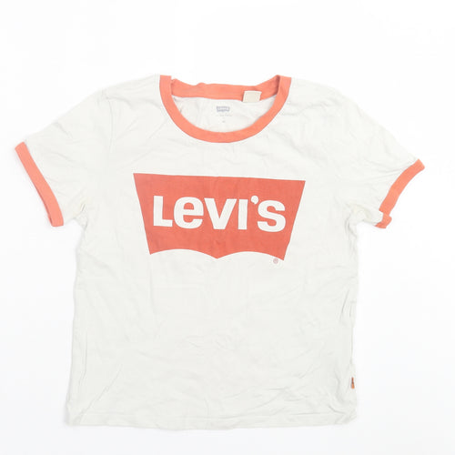 Signature by Levi Strauss & Co. Womens White Cotton Cropped T-Shirt Size XS Crew Neck