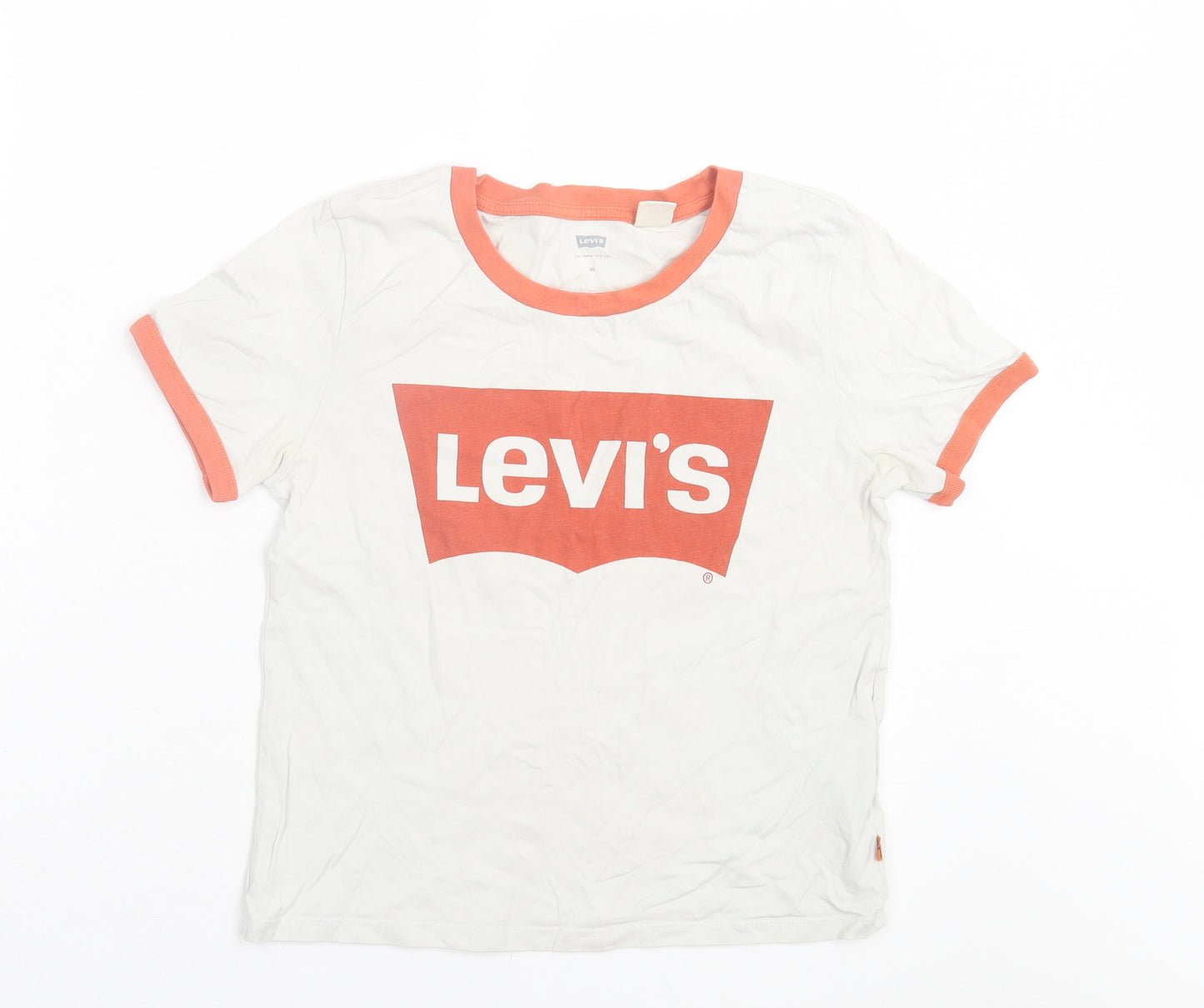 Signature by Levi Strauss & Co. Womens White Cotton Cropped T-Shirt Size XS Crew Neck