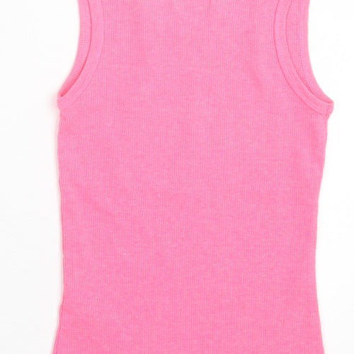 NEXT Girls Pink Cotton Basic Tank Size 6 Years Crew Neck Pullover
