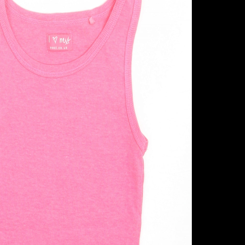 NEXT Girls Pink Cotton Basic Tank Size 6 Years Crew Neck Pullover