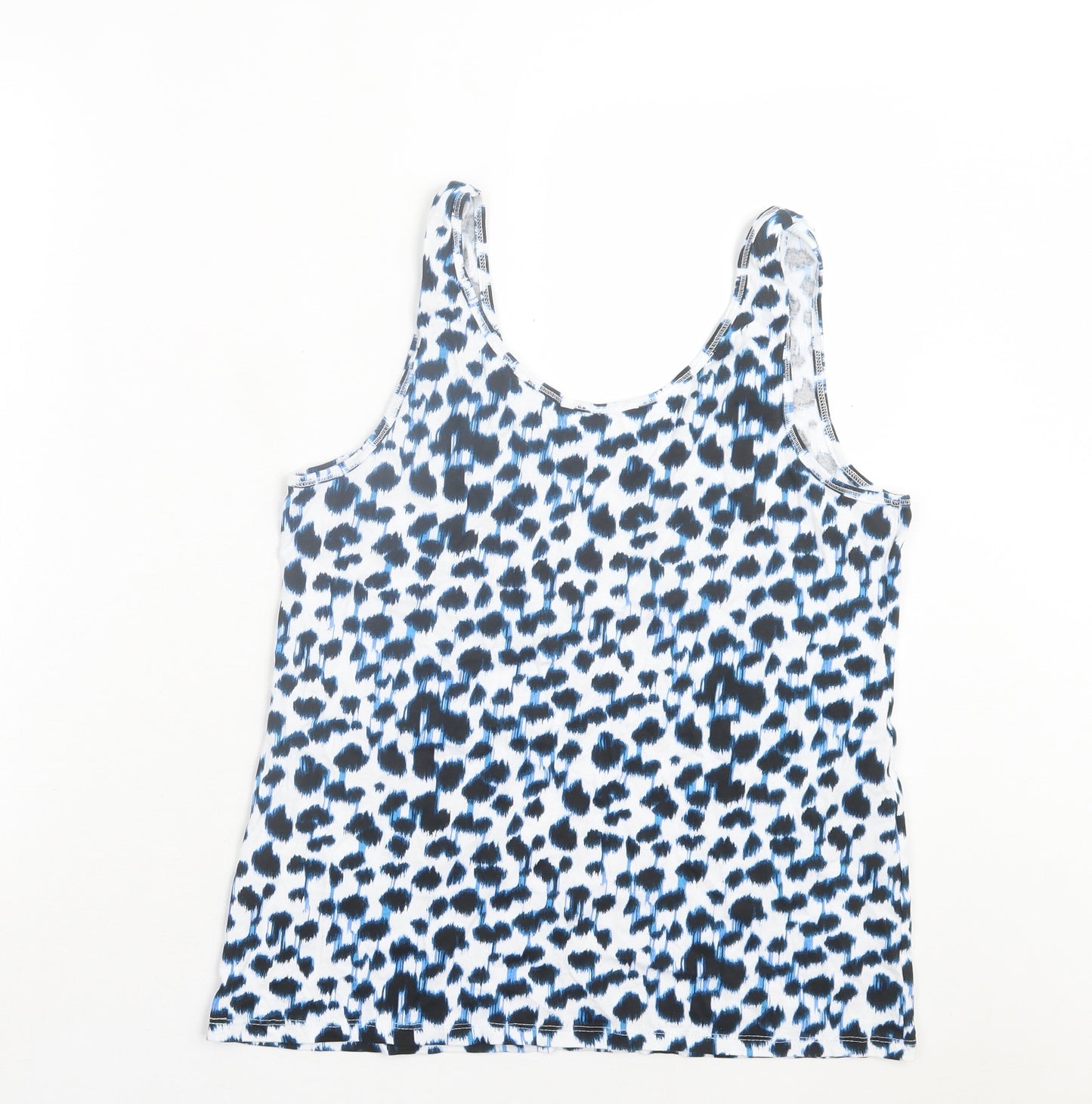 pep&co Womens Blue Animal Print Cotton Basic Tank Size 16 Scoop Neck
