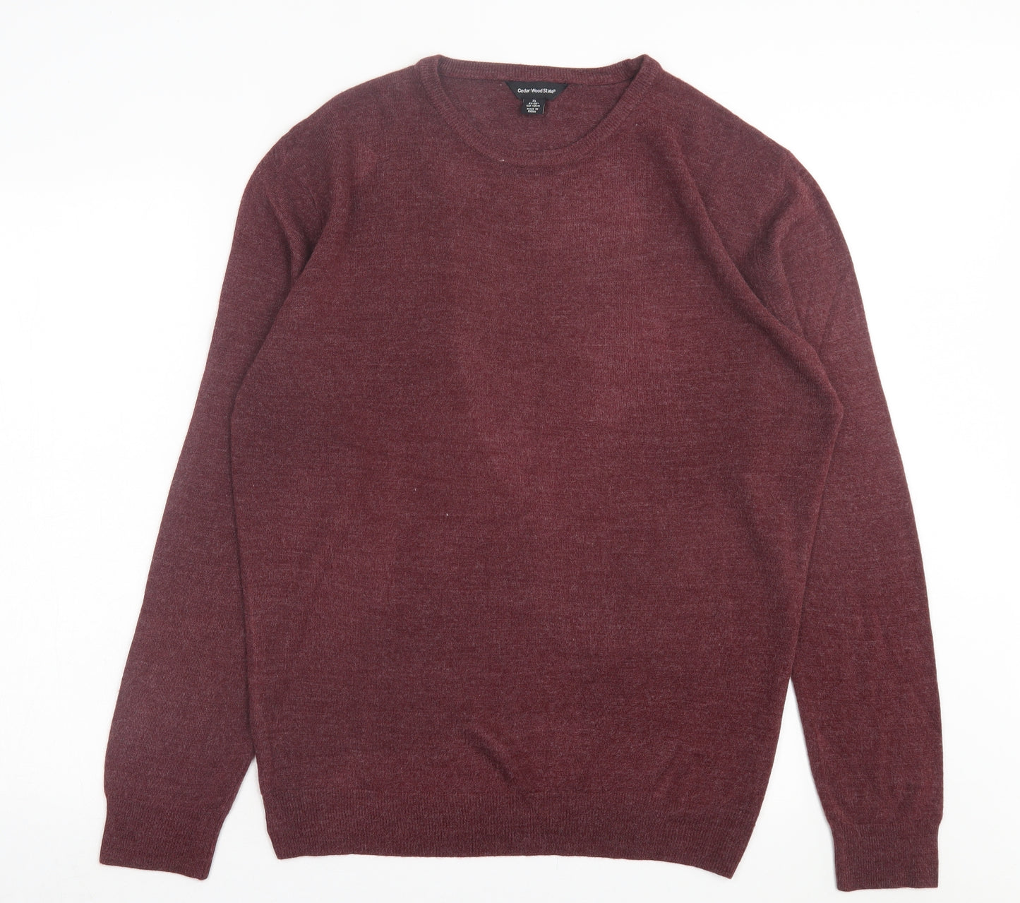 Cedar Wood State Mens Purple Crew Neck Acrylic Pullover Jumper Size XL