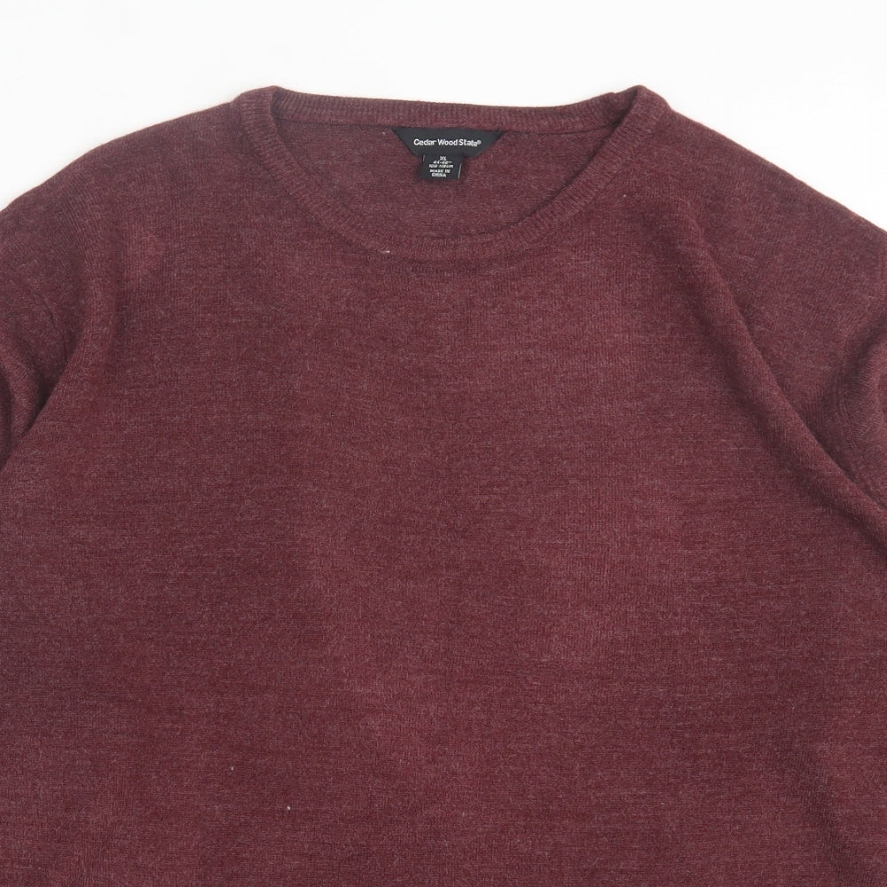 Cedar Wood State Mens Purple Crew Neck Acrylic Pullover Jumper Size XL
