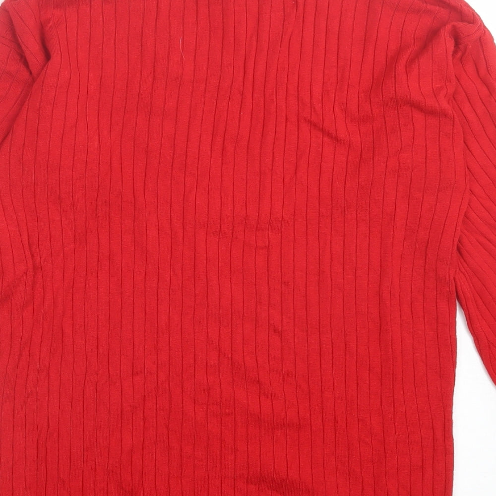 F&F Womens Red Crew Neck Acrylic Pullover Jumper Size 10