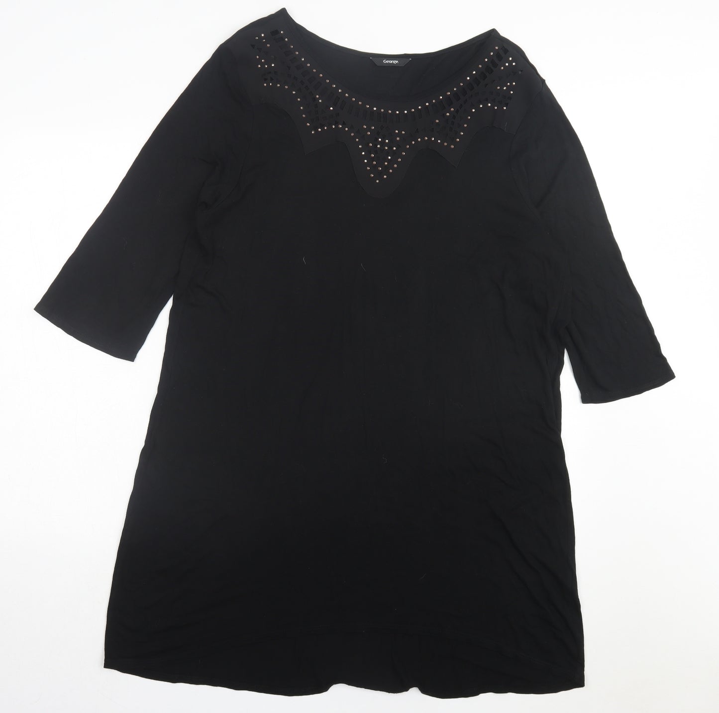 George Womens Black Viscose A-Line Size 24 Crew Neck Pullover