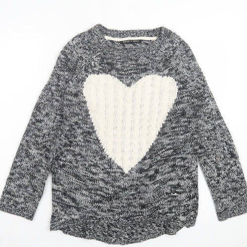 Heart & Soul Womens Grey Crew Neck Acrylic Pullover Jumper Size 12