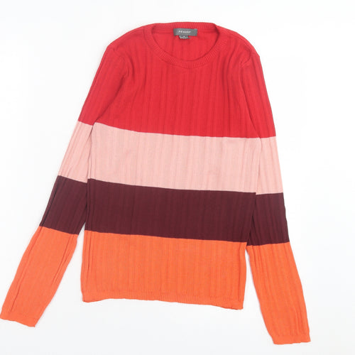 Primark Womens Multicoloured Crew Neck Striped Polyester Pullover Jumper Size M