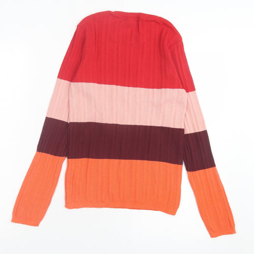 Primark Womens Multicoloured Crew Neck Striped Polyester Pullover Jumper Size M