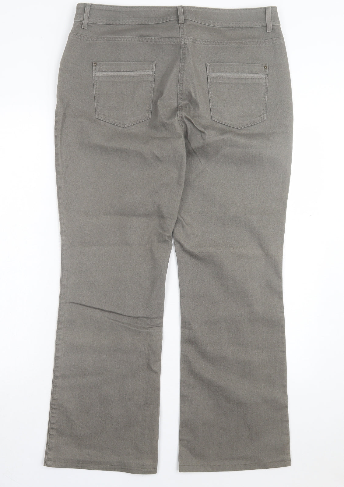 Per Una Womens Green Cotton Straight Jeans Size 14 L28 in Regular Button