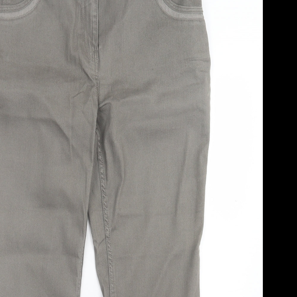 Per Una Womens Green Cotton Straight Jeans Size 14 L28 in Regular Button