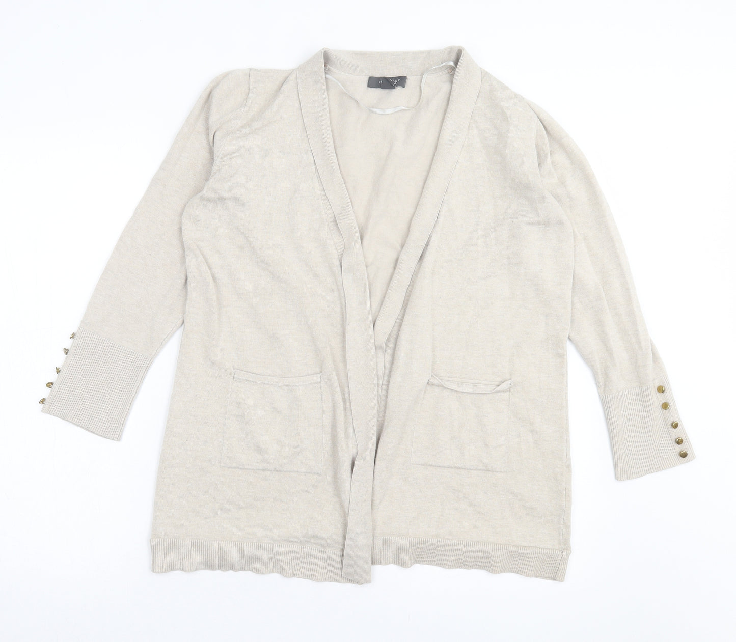 Primark Womens Beige V-Neck Polyester Cardigan Jumper Size L