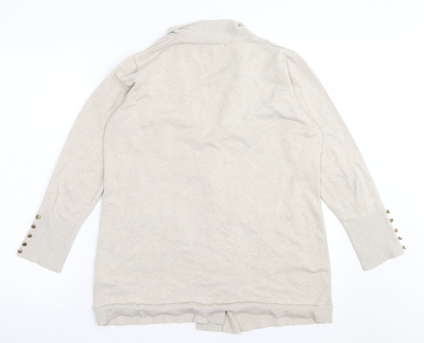 Primark Womens Beige V-Neck Polyester Cardigan Jumper Size L