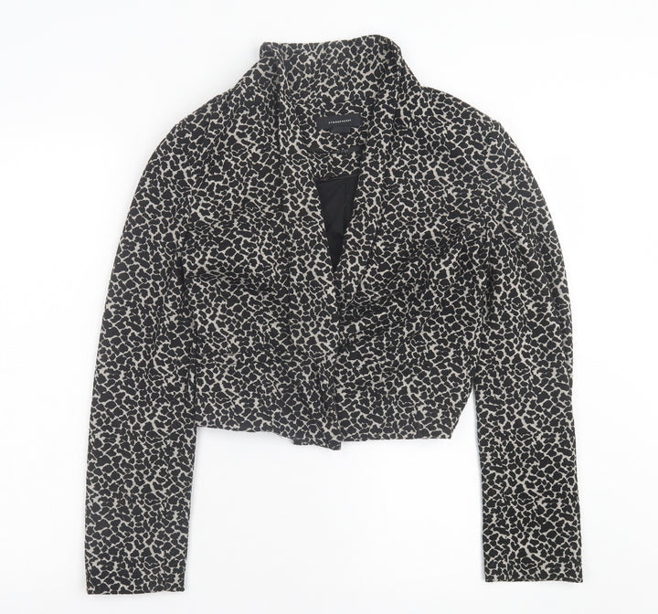 Atmosphere Womens Black Animal Print Jacket Size 12