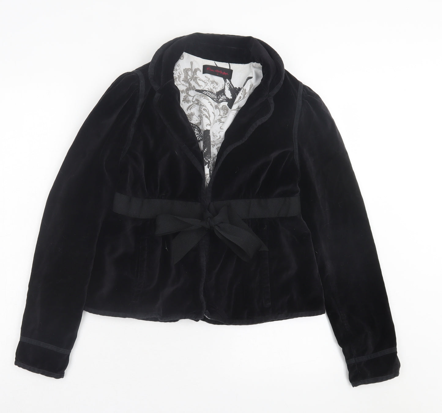 Miss Selfridge Womens Black Jacket Size 10 Hook & Eye