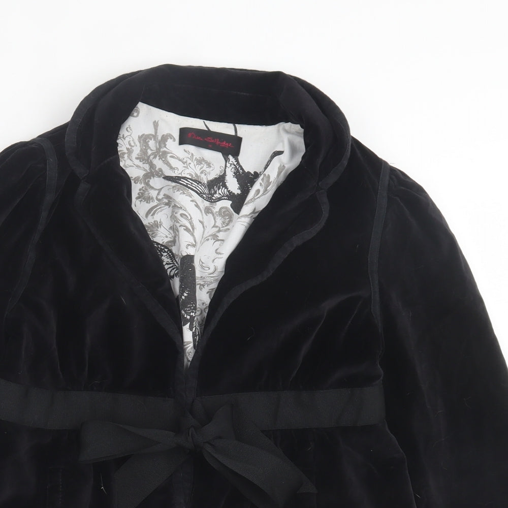 Miss Selfridge Womens Black Jacket Size 10 Hook & Eye