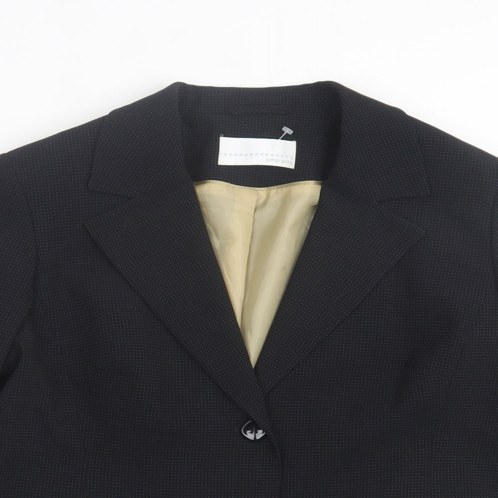 AMARANTO Womens Black Geometric Jacket Blazer Size 16 Button