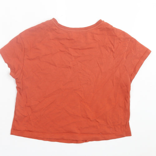New Look Girls Brown Cotton Cropped T-Shirt Size 10-11 Years Crew Neck Pullover
