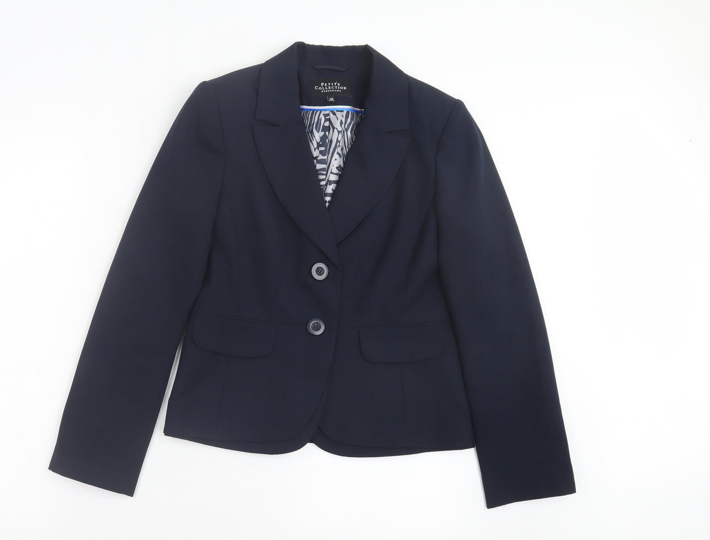Debenhams Womens Blue Jacket Blazer Size 10 Button