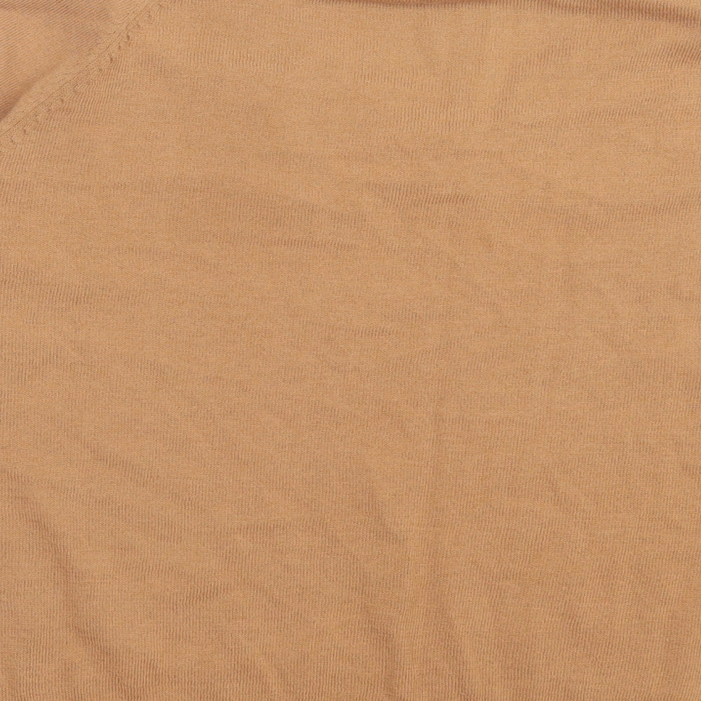 Selected Femme Womens Brown Cotton Basic T-Shirt Size L V-Neck