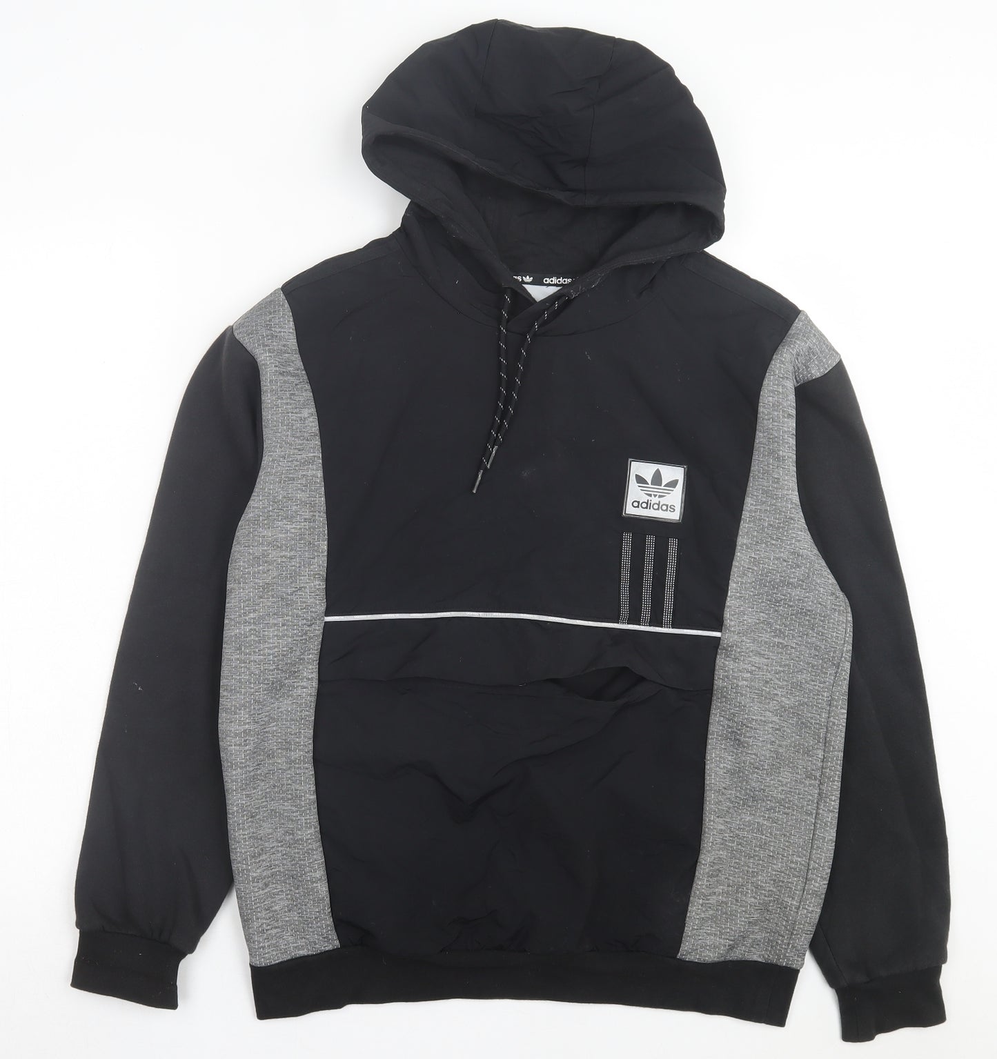 adidas Mens Black Cotton Pullover Hoodie Size M