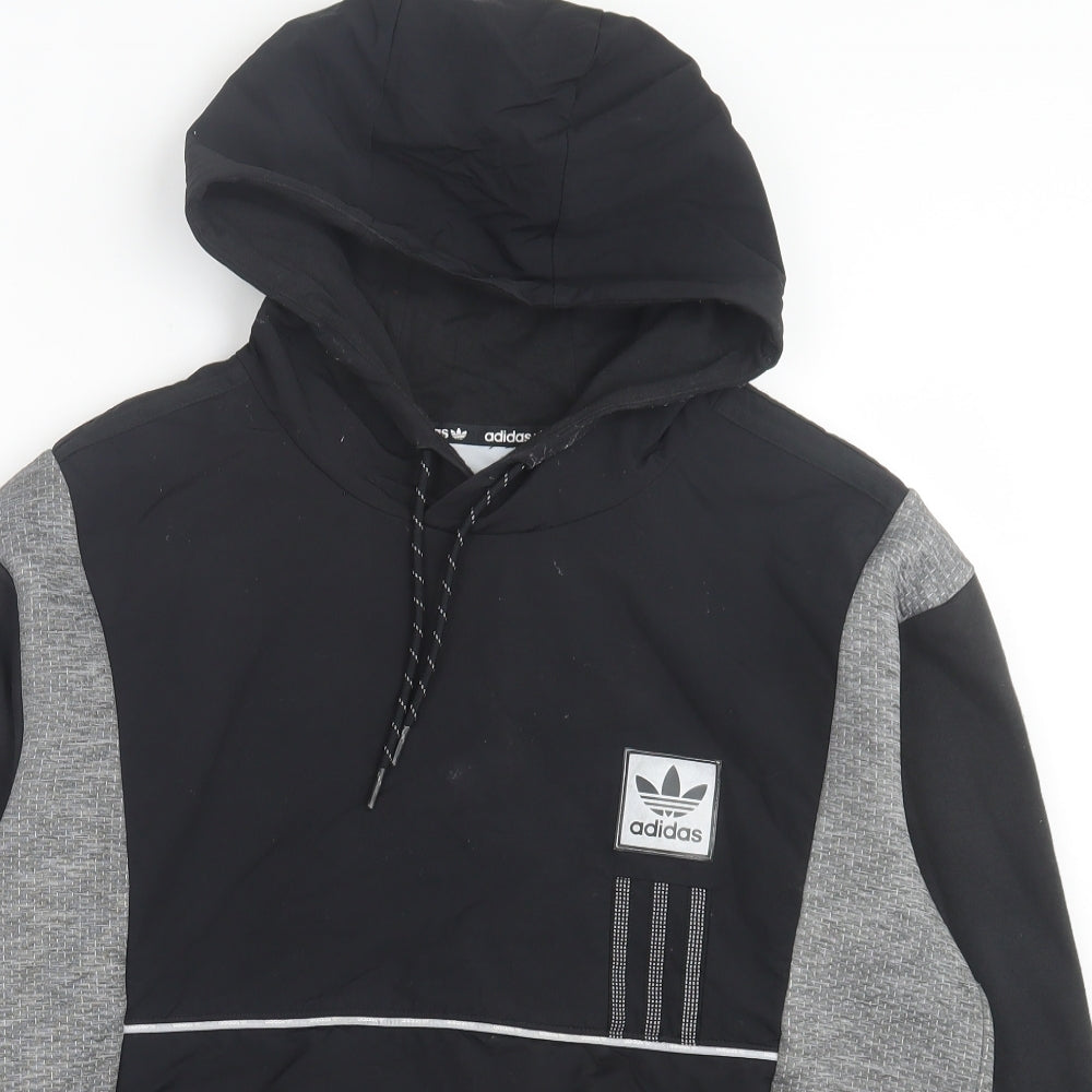 adidas Mens Black Cotton Pullover Hoodie Size M