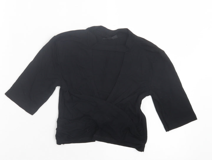 Topshop Womens Black Viscose Cropped T-Shirt Size 6 Halter