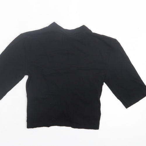Topshop Womens Black Viscose Cropped T-Shirt Size 6 Halter