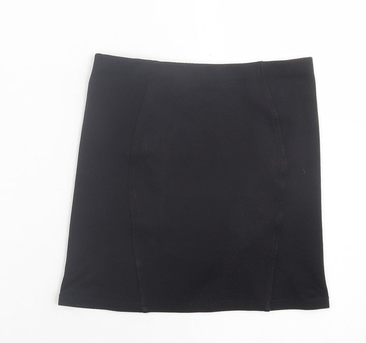 Topshop Womens Black Polyester A-Line Skirt Size 6