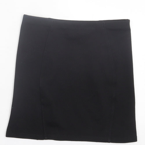 Topshop Womens Black Polyester A-Line Skirt Size 6
