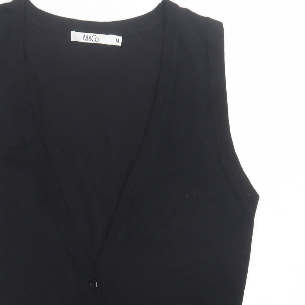 M&Co Womens Black V-Neck Viscose Cardigan Jumper Size M