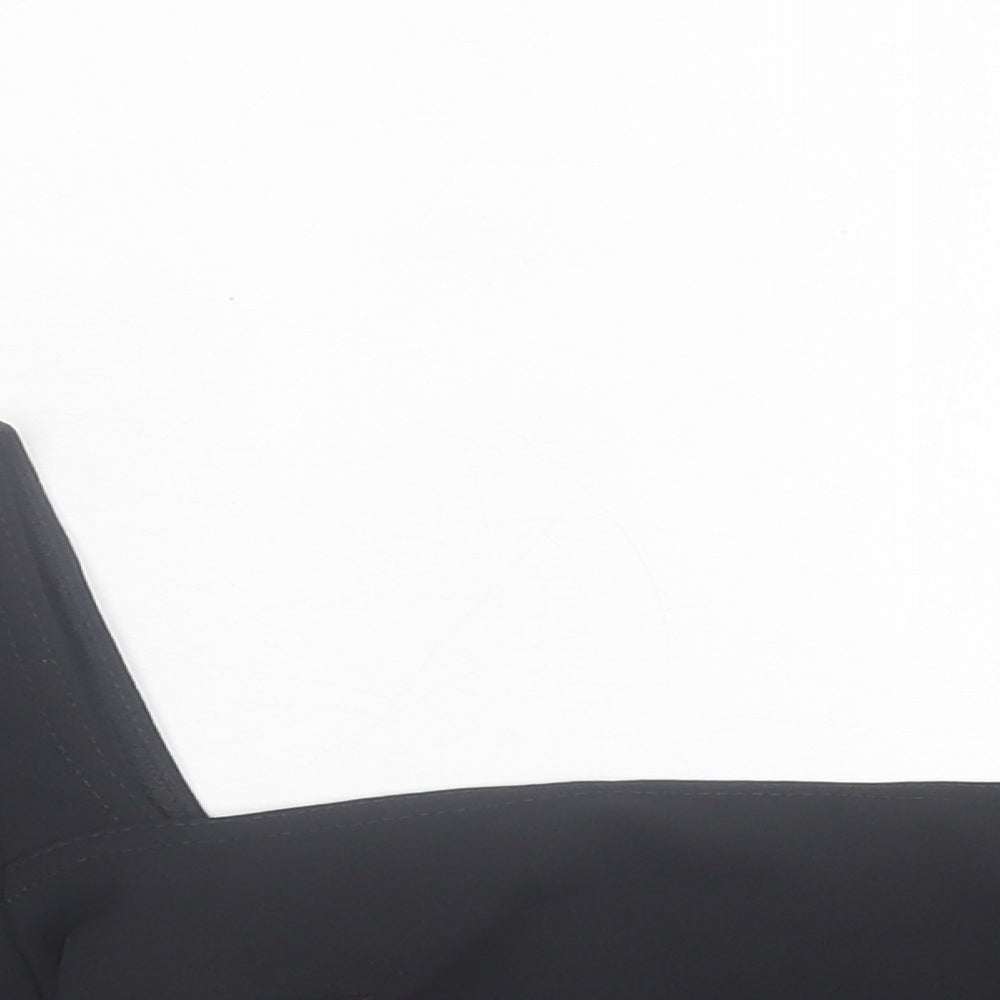 PRETTYLITTLETHING Womens Black Polyester Cropped T-Shirt Size 6 Square Neck