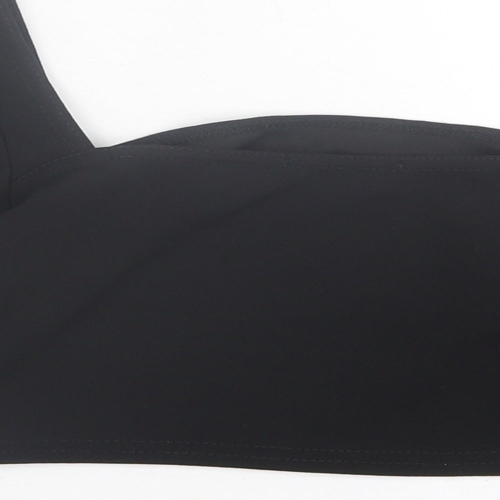 PRETTYLITTLETHING Womens Black Polyester Cropped T-Shirt Size 6 Square Neck