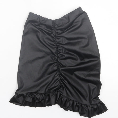 PRETTYLITTLETHING Womens Black Polyester A-Line Skirt Size 4