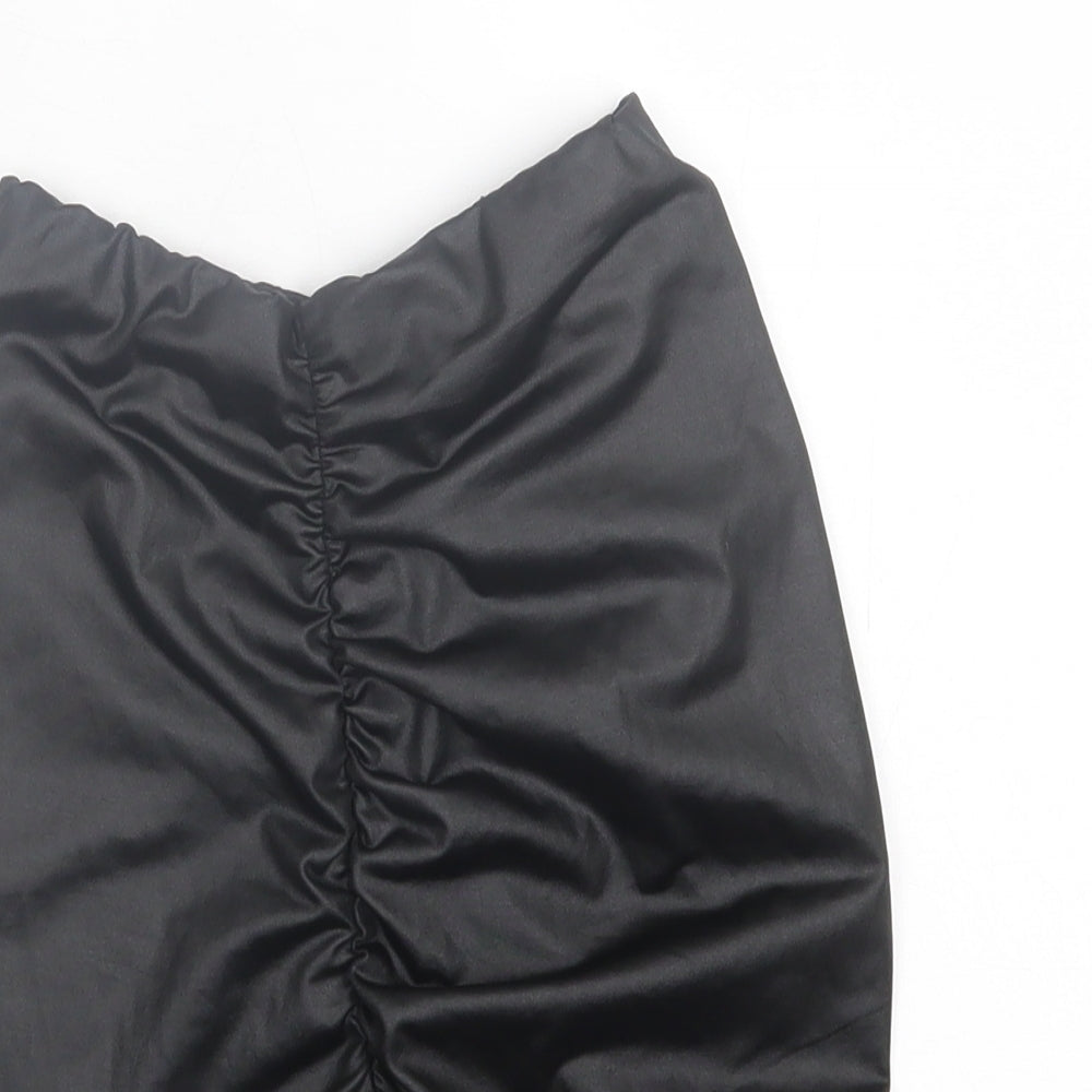 PRETTYLITTLETHING Womens Black Polyester A-Line Skirt Size 4