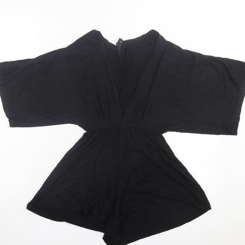 Topshop Womens Black Elastane Playsuit One-Piece Size 4 Pullover
