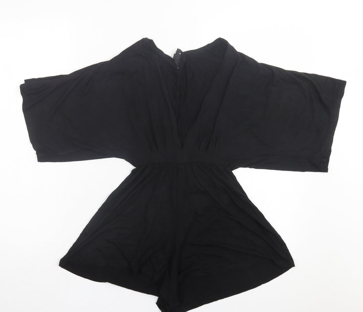 Topshop Womens Black Elastane Playsuit One-Piece Size 4 Pullover