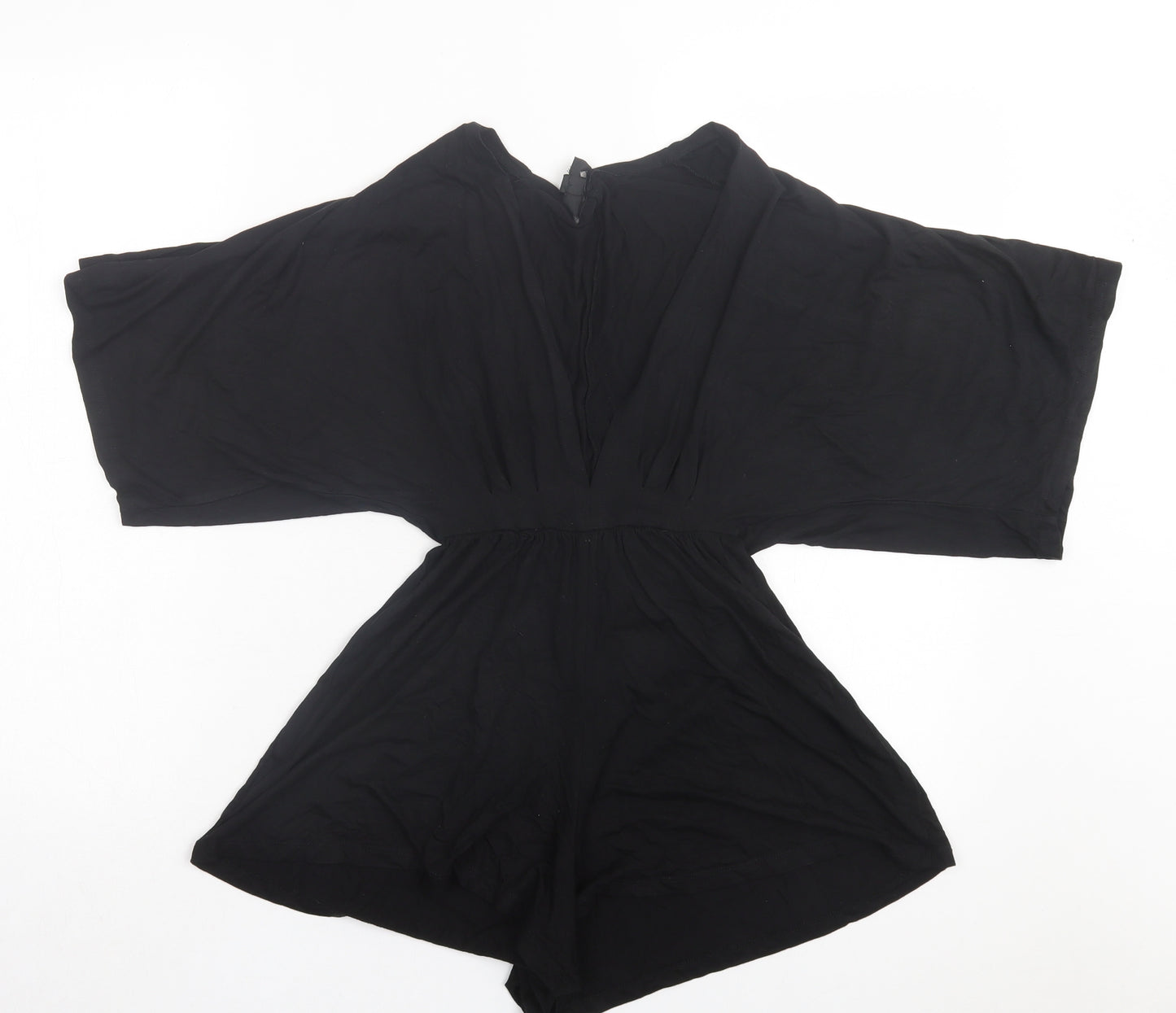 Topshop Womens Black Elastane Playsuit One-Piece Size 4 Pullover