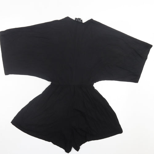 Topshop Womens Black Elastane Playsuit One-Piece Size 4 Pullover