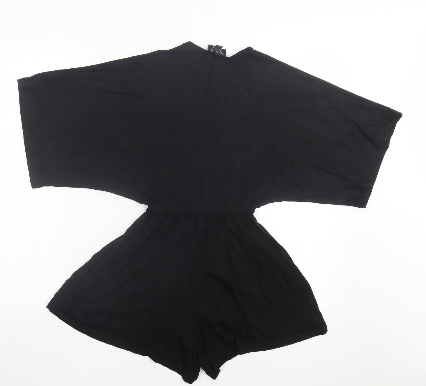 Topshop Womens Black Elastane Playsuit One-Piece Size 4 Pullover