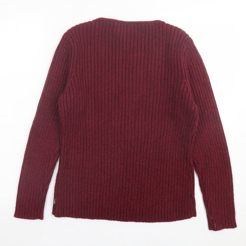 Liz Calborne Womens Red Crew Neck Cotton Pullover Jumper Size M