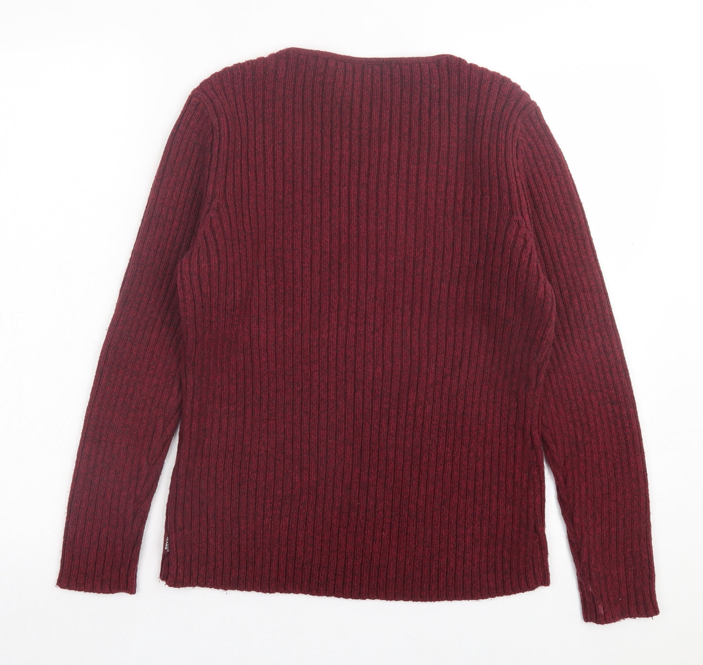 Liz Calborne Womens Red Crew Neck Cotton Pullover Jumper Size M